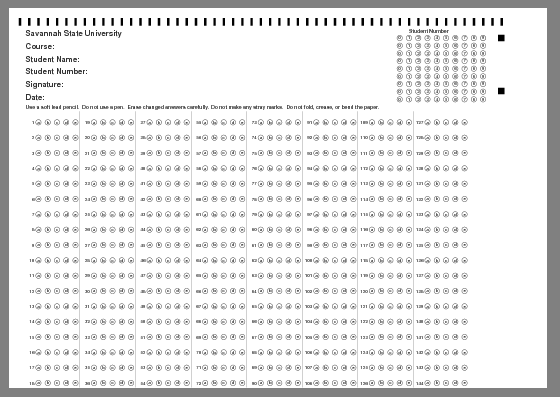 Scantron sheets
